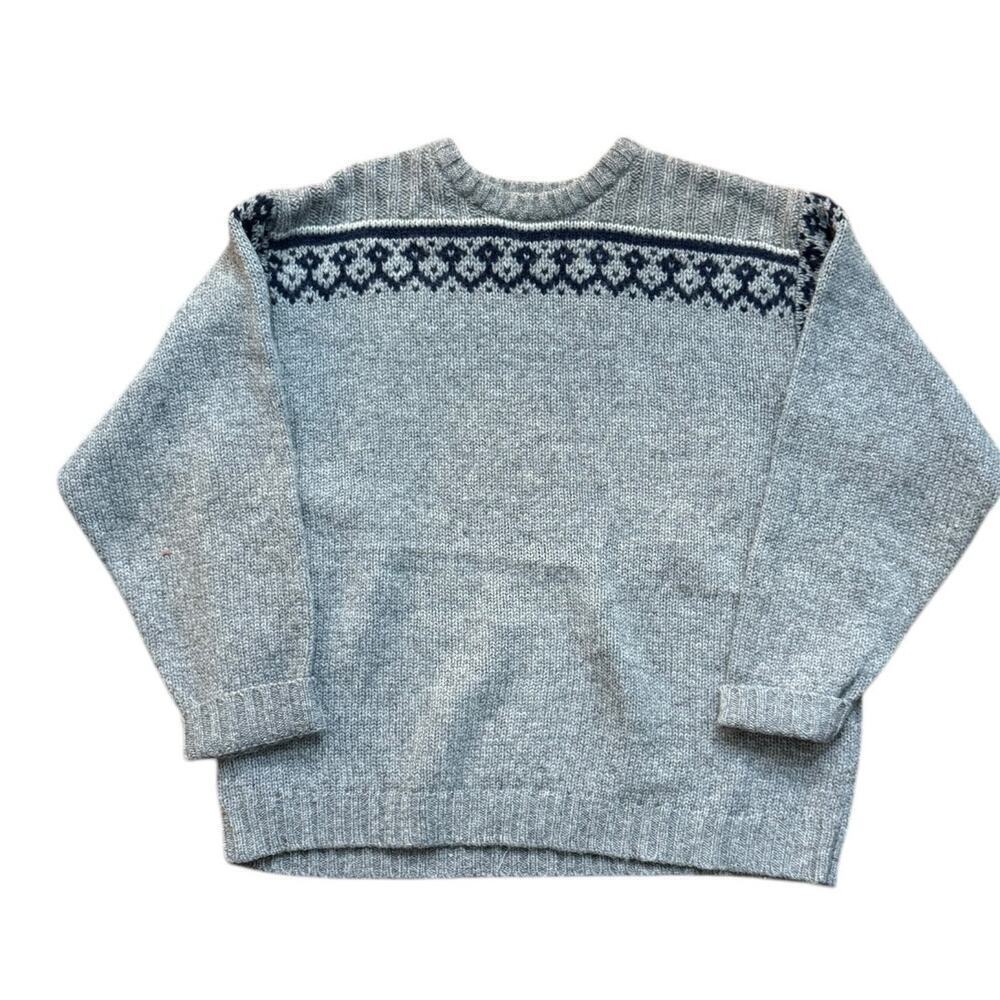 Vintage Structure Women's Blue Gray 100% Wool Crew Neckline Sweater Size XL